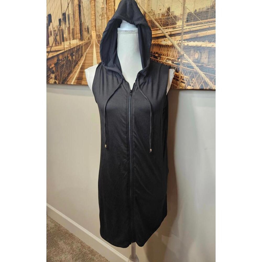 Nwt J. Valdi Women's Full Zip Hooded Coverup - Size S - Black